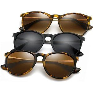 3 pack Vintage Round Sunglasses for Women Men Classic Retro Designer Style